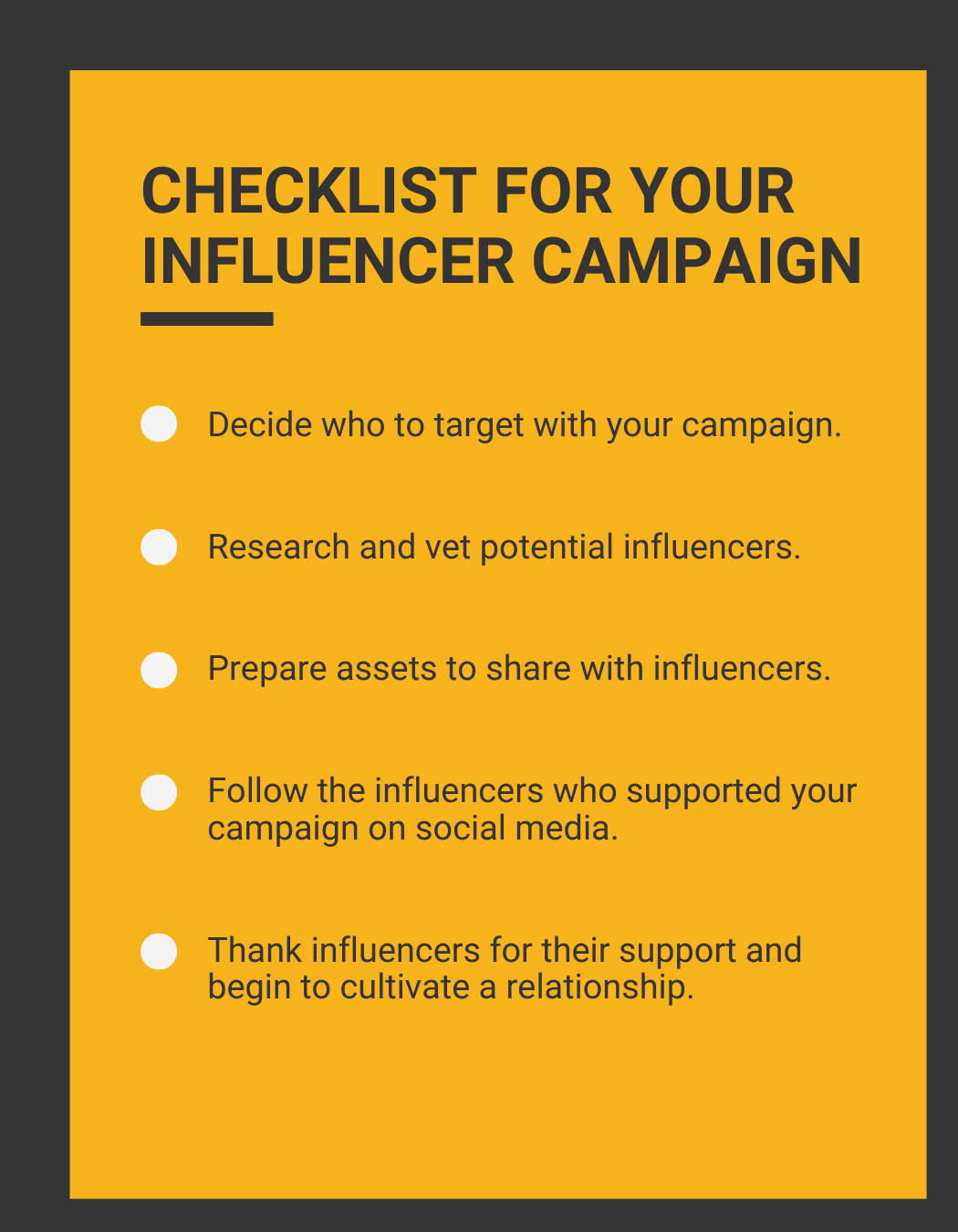 Cause Influence Campaign Checklist