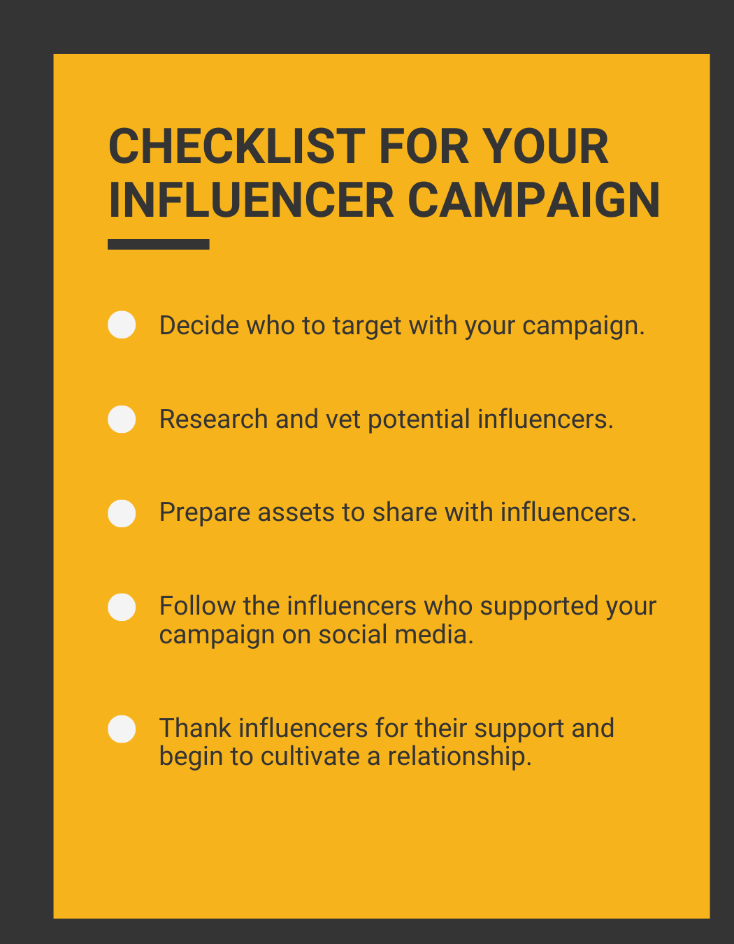 CAUSE INFLUENCE FAQ INFLUENCER CAMPAIGN CHECKLIST Cause Influence Campaign Checklist